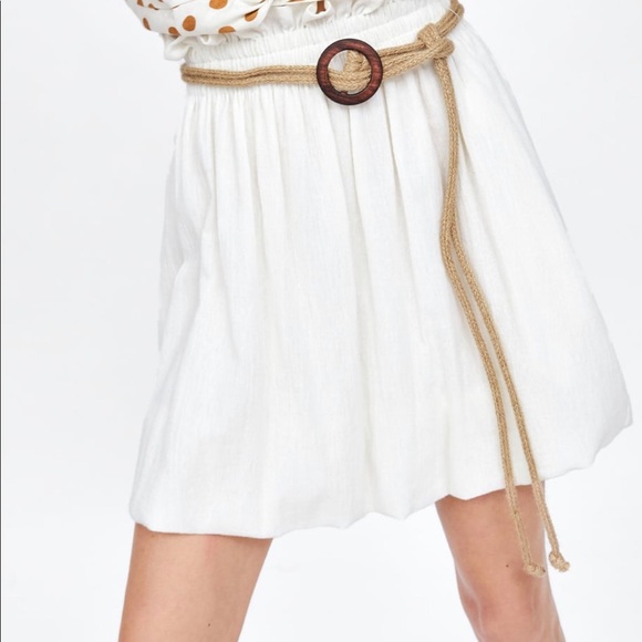 Zara Skirts Zara White Skirt Rope Belt Nwt Poshmark